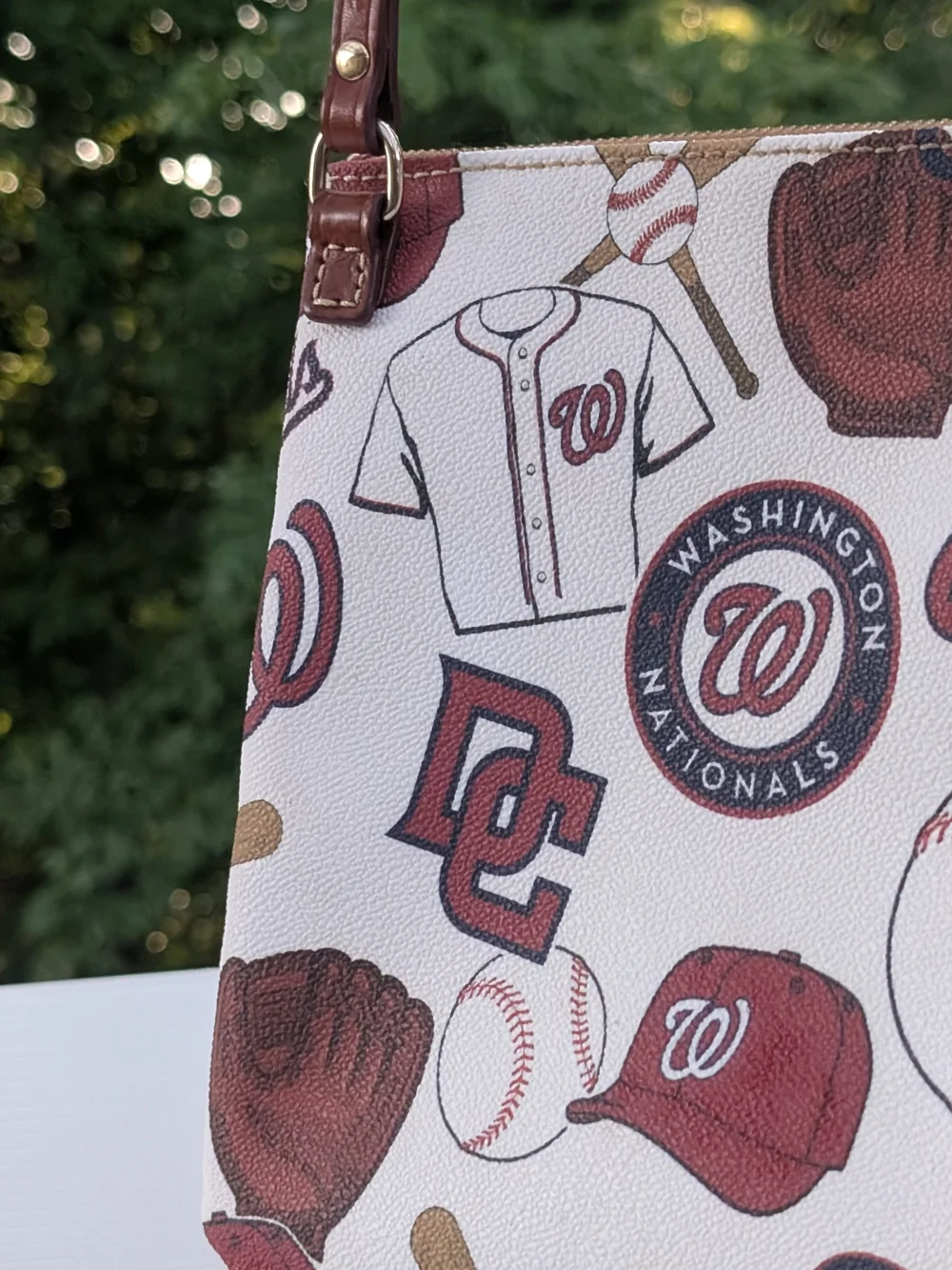 Dooney & Bourke Maroon and White Washington Nationals Crossbody Bag
